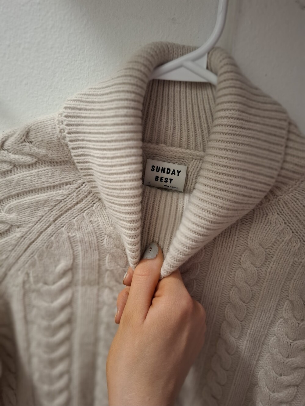 Aritzia Sunday Best Cream Cable Turtleneck Sweater